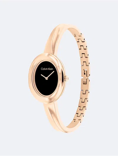 Calvin Klein Women's Contoured Bezel Watch In Gold / Black