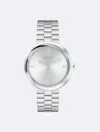 Calvin Klein Women's Twisted Bezel Silver Tone Stainless Steel Bracelet Watch, 34mm In Gray