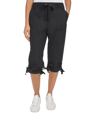 Calvin Klein Women's Convertible Cargo Capri Pants In Black