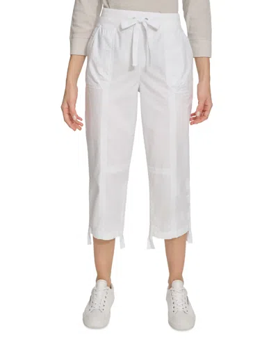 Calvin Klein Women's Convertible Cargo Capri Pants In White