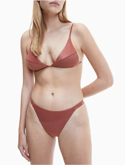 Calvin Klein Women's Core Essentials High Waisted Cheeky Bikini Bottom In Dark Raisin