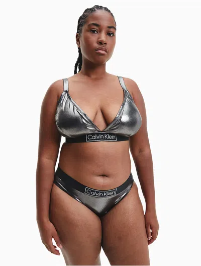 Calvin Klein Women's Core Festive Plus Bikini Bottom In Black