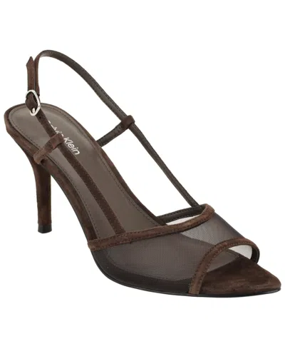 Calvin Klein Women's Corette Mesh Slingback Stiletto Sandals In Brown