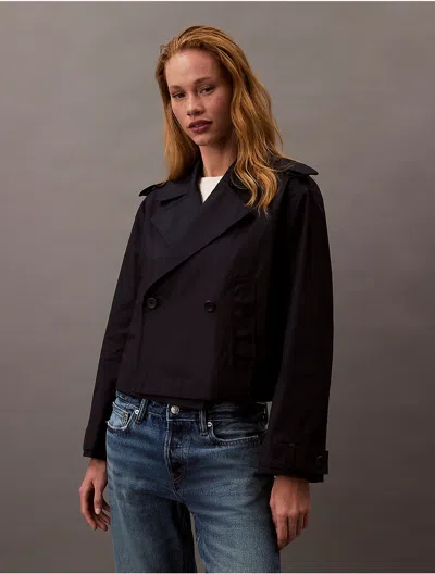 CALVIN KLEIN WOMEN'S COTTON BLEND SHORT TRENCH COAT