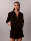 Calvin Klein Women's Cotton Blend Terry Relaxed Sleep Hoodie In Black
