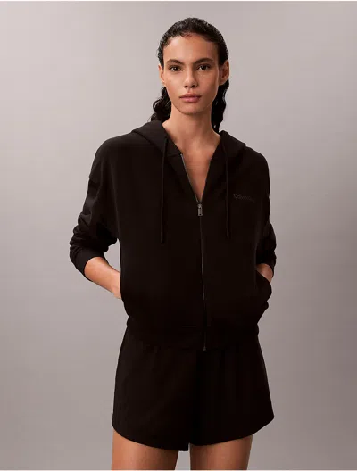 Calvin Klein Women's Cotton Blend Terry Relaxed Sleep Hoodie In Black
