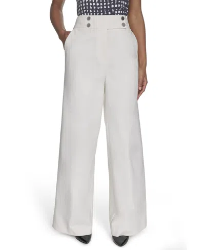 Calvin Klein Women's Cotton-blend Wide-leg Pants In Cream