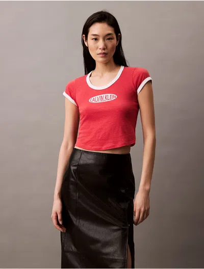 Calvin Klein Women's Cotton Cashmere Baby Tee In Adrenaline Rush
