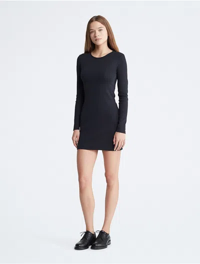 Calvin Klein Women's Cotton Contour Rib Mini Dress In Black