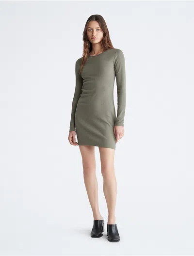 Calvin Klein Women's Cotton Contour Rib Mini Dress In Green