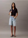 Calvin Klein Women's Cotton Contour Rib Polo Tee In Baritone Blue