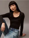 Calvin Klein Women's Cotton Contour Rib Slim Fit Long Sleeve T-shirt