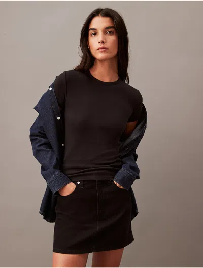 Calvin Klein Women's Cotton Contour Rib T-shirt In Black Beauty