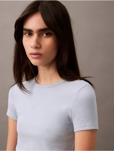 Calvin Klein Women's Cotton Contour Rib T-shirt In Blue Fog