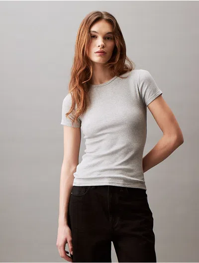 Calvin Klein Women's Cotton Contour Rib T-shirt In Grey Heather