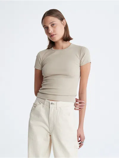 Calvin Klein Women's Cotton Contour Rib T-shirt In Snow/new White