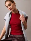 Calvin Klein Women's Cotton Contour Rib T-shirt In Winery
