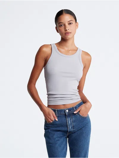 Calvin Klein Women's Cotton Contour Rib Tank In Gray