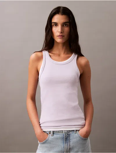 Calvin Klein Women's Cotton Contour Rib Tank In Evening Haze