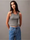 Calvin Klein Women's Cotton Contour Rib Tank In Medium Grey Heather