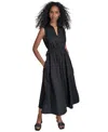 Shop Calvin Klein Women's Cotton Drawstring Sleeveless Midi Dress