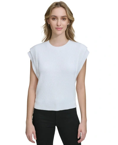 Calvin Klein Women's Cotton Extended-shoulder Sweater In Soft White