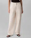Calvin Klein Women's Cotton-linen Pleated Wide-leg Pants In Ck Natural