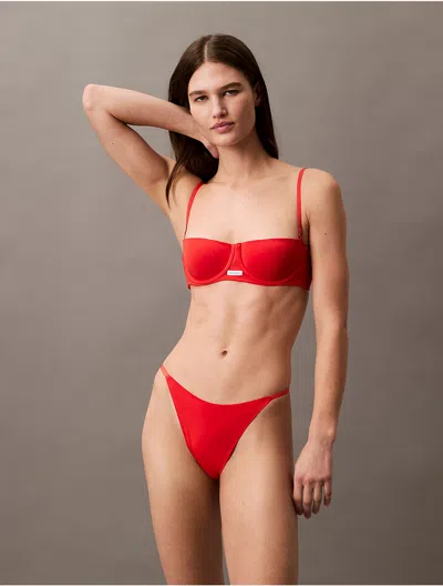 Calvin Klein Women's Cotton Modal Signature Unlined Balconette Bra In Molten