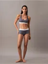 Calvin Klein Signature Band Ribbed Boyshort Cotton And Modal In Blue