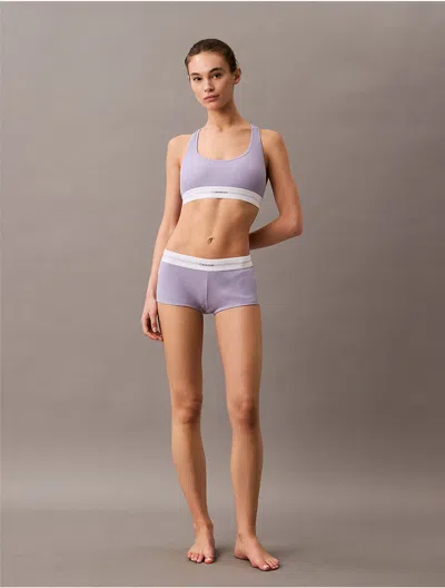 Calvin Klein Women's Cotton Modal Stretch Rib Boyshort In Lilac Quartz