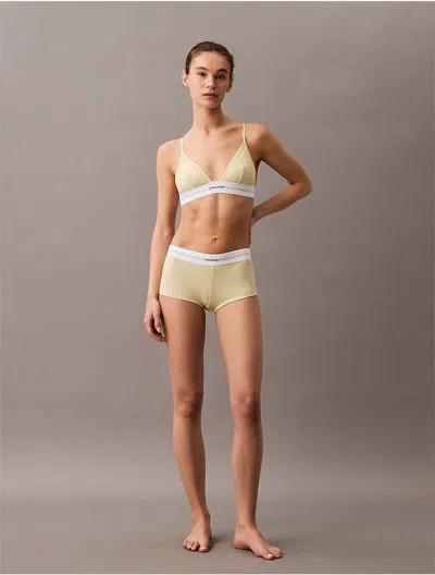 Calvin Klein Women's Cotton Modal Stretch Rib Unlined Triangle Bralette In Green
