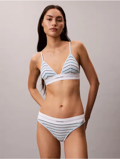 Calvin Klein Women's Cotton Modal Stretch Rib Unlined Triangle Bralette In Gray