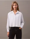 Calvin Klein Women's Cotton Poplin Boxy Button-down Shirt