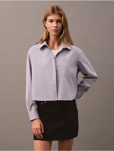 CALVIN KLEIN WOMEN'S COTTON POPLIN BOXY BUTTON-DOWN SHIRT