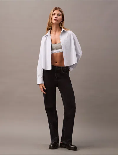 Calvin Klein Women's Cotton Poplin Boxy Button-down Shirt In Ancient Water