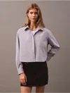 Calvin Klein Women's Cotton Poplin Boxy Button-down Shirt In Lilac Gray