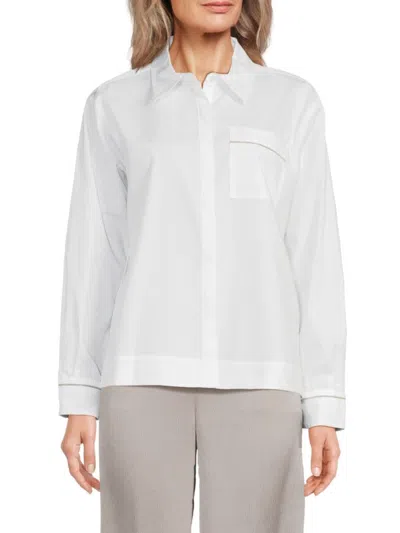 Calvin Klein Women's Cotton Poplin Button-front Shirt