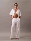 Calvin Klein Women's Cotton Poplin Logo Waistband Pants