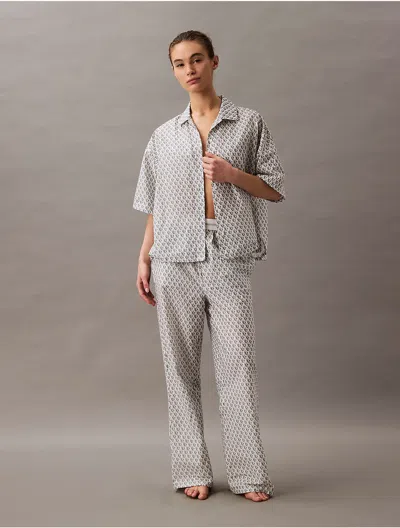 Calvin Klein Women's Cotton Poplin Logo Waistband Pants In Ash