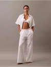 Calvin Klein Women's Cotton Poplin Logo Waistband Pants