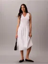 Calvin Klein Women's Cotton Poplin Midi Dress In Brilliant White