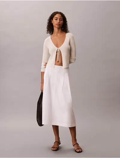 Calvin Klein Women's Cotton Poplin Midi Skirt In White