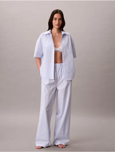 Calvin Klein Logo Poplin Pajama Pants In Multi
