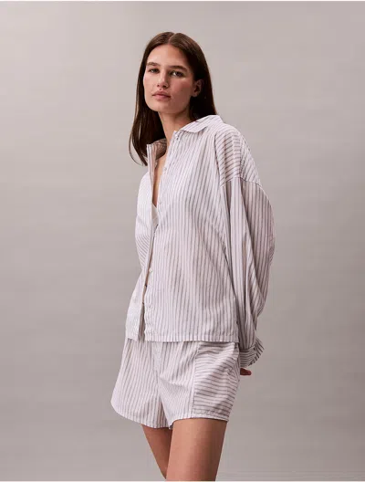 Calvin Klein Women's Cotton Poplin Relaxed Sleep Button-down Shirt In White
