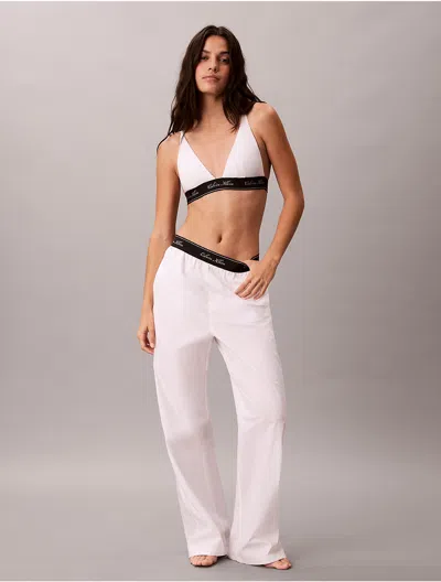 Calvin Klein Women's Cotton Poplin Script Sleep Pants In White