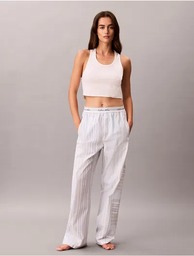 Calvin Klein Women's Cotton Poplin Script Sleep Pants In White