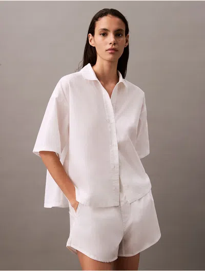Calvin Klein Women's Cotton Poplin Shirt In Classic White