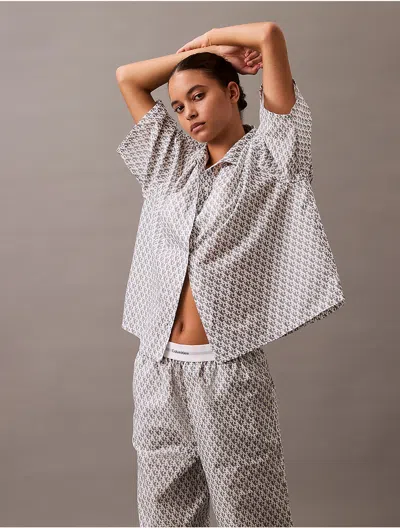 Calvin Klein Women's Cotton Poplin Shirt In Gray