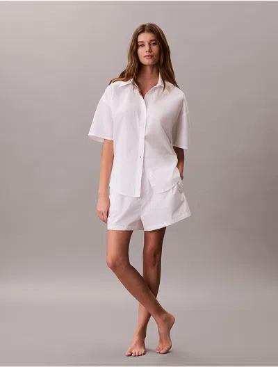 Calvin Klein Women's Cotton Poplin Shorts In White