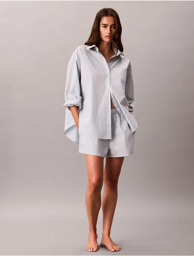 Calvin Klein Women's Cotton Poplin Sleep Shorts In Gray